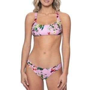 NWT PQ Swim Summer Hibiscus Reversible Seamless Wave Halter Top SIZE VARIOUS
